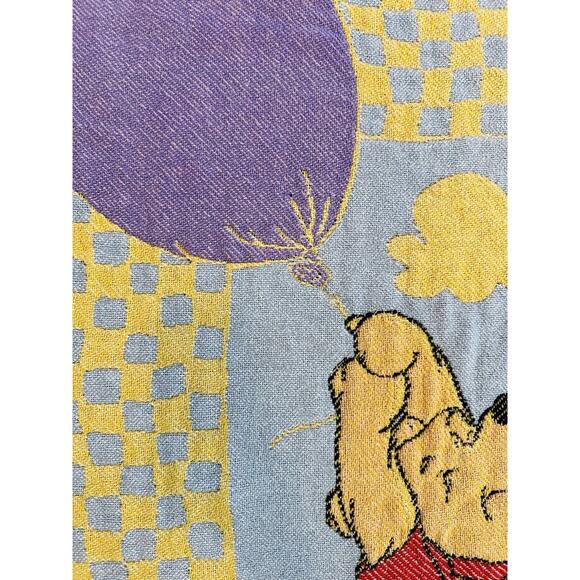 Vintage Disney Winnie The Pooh With Balloon Tapestry Blanket 42”x30” 1990s Throw - Picture 3 of 6